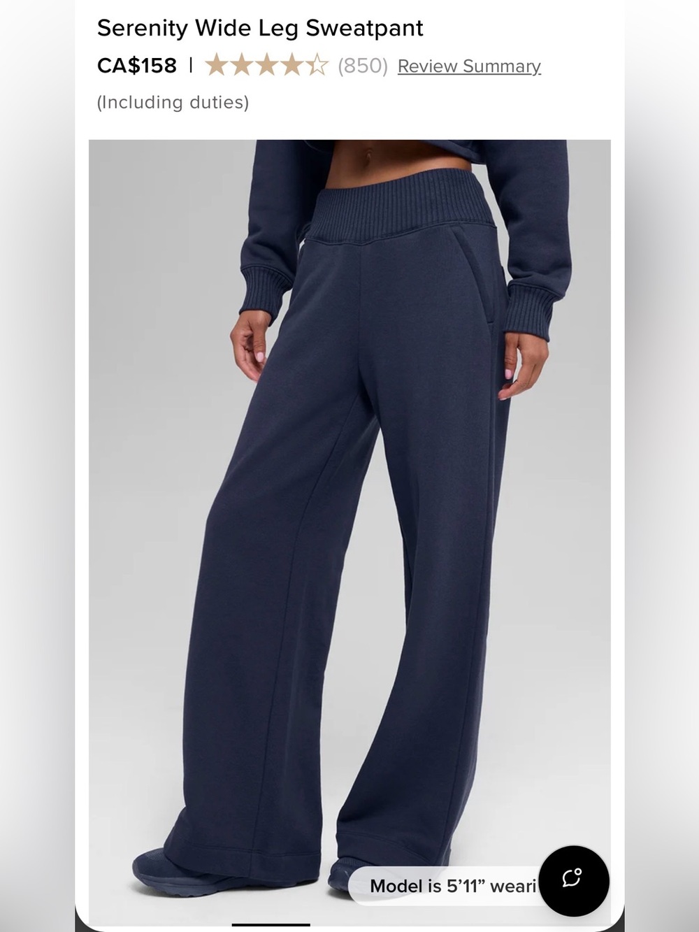 ALO Yoga SerenityWide Leg Pants - Navy Blue